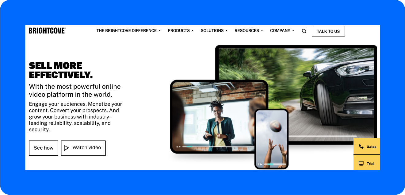A screenshot of Brightcove’s home page, one of the leading Zype alternatives.